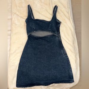 ZARA. Denim mini dress with cut out